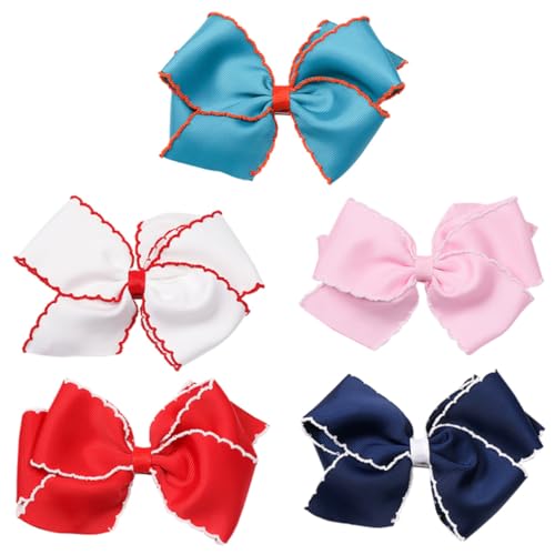 PENIKOKO 5stücke Haarclips Mit Schleife Für Mädchen Haarschmuck in Verschiedenen Farben Haarschleifenclips Für Kleine Mädchen Und Stilvolle Haar Zubehör Mit Exquisiter Handwerkskunst von PENIKOKO