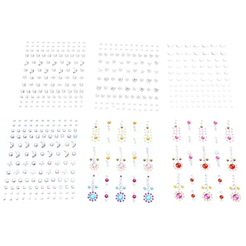 PENIKOKO 6 Blätter Party Face Gems Sticker aus Acryl und Harz Selbstklebende Gesichtsdeko für Masquerade Karneval Hochzeit und Festival Komfortabel und Hautfreundlich von PENIKOKO