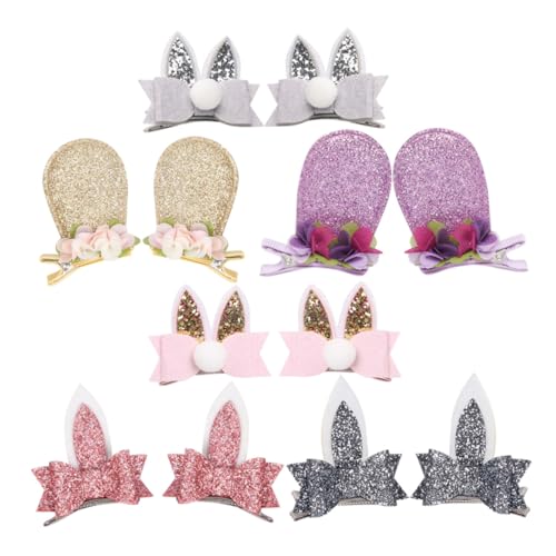 PENIKOKO 6 Paare Glitzer Hase Ohr Haarspangen für Mädchen Süße Haarclips mit Pailletten Lebendige Haarschmuck Sets für Party Hochzeit und Alltag Vielseitige Haarklammern für Teens von PENIKOKO