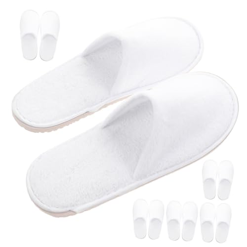 PENIKOKO 6 Paare Rutschfeste Gästehausschuhe aus Weichem Fleece mit Dicker Sohle Hausschuhe für Hotel Spa Urlaub Universalgröße für Damen und Herren von PENIKOKO