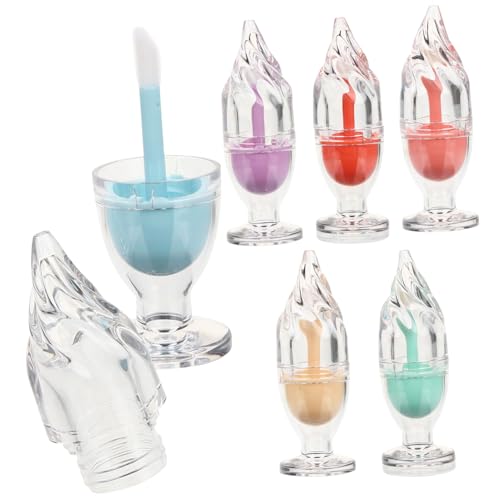 PENIKOKO 6 Stück Lippenbalsam Flaschen Kreative Eiscreme Form Transparente Lip Gloss Tuben Nachfüllbare DIY Kosmetikbehälter für Lippenpflege und Persönliche Zufällige Zufällige Farbe von PENIKOKO