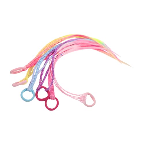 PENIKOKO 6 Stück Teiliges Bunte Lange Geflochtene Haarverlängerungen mit Elastischem Band Synthetische Bunte Pferdeschwanz-haarteile für Mädchen Party Cosplay Kreative Frisuren von PENIKOKO