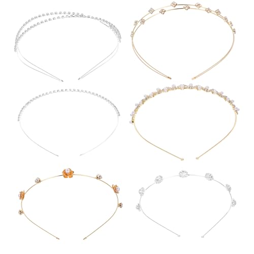 PENIKOKO 6 Stück Teiliges Damen Haarband mit Funkelnden Strasssteinen und Perlen Eleganter Haarschmuck für Hochzeit Party Festtage Robuste Verarbeitung Vielseitig Einsetzbar von PENIKOKO