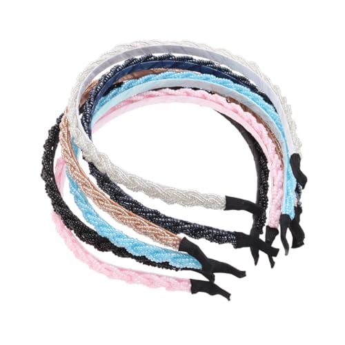 PENIKOKO 6 Stück Teiliges Geflochtenes Perlen haarband Modische Bunte Haarreifen für Frauen und Mädchen Hautfreundlich Vielseitig für Hochzeit Party und Alltag Bequeme Stirnbänder mit von PENIKOKO