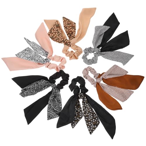 PENIKOKO 6 Stück Teiliges Haargummis für Mädchen mit Floralem Band Elastische Haarbänder mit Schleifen Design Modische Haarschmuck Accessoires für Damen Vielseitig für Haartypen Geeignet von PENIKOKO
