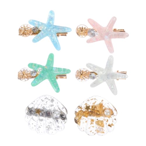 PENIKOKO 6 Stück Teiliges Meerjungfrau Muschel und Seestern Haarclips für Frauen Bunte Haarspangen Vielseitiges Strand accessoire für Mädchen und Damen Geeignet für Partys und Alltag von PENIKOKO