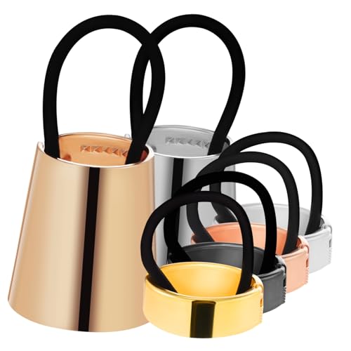 PENIKOKO 6 Stück Teiliges Metall Ponytail Cuff Runde Haarmanschetten in Roségold Gold Silber Schwarz Elastische Haargummis für Damen und Mädchen Vielseitig für Haartypen Sanfter Griff und von PENIKOKO