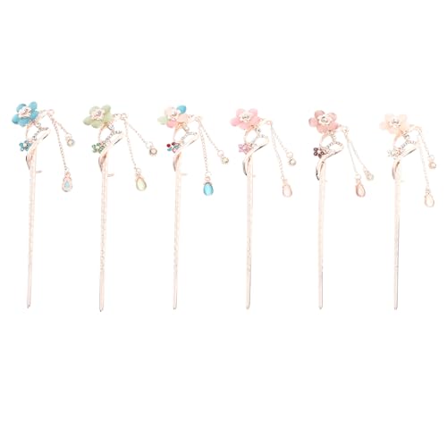 PENIKOKO 6 Stück Teiliges Retro Blumen Haarschmuck aus Klassische Haarnadeln für Dutt und Flechtfrisuren Eleganter Haarschmuck für Damen und Mädchen Geeignet für Dinner und Zufällige Farbe von PENIKOKO