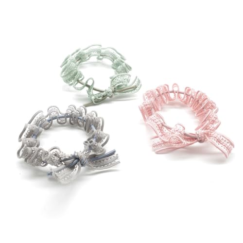 PENIKOKO 6 Stück Teiliges Scrunchies mit Elastischen Spitzen Haargummis Schleifen Design Sanfter Vielseitig für Damen und Mädchen Schwarz Weinrot Hellgrün von PENIKOKO