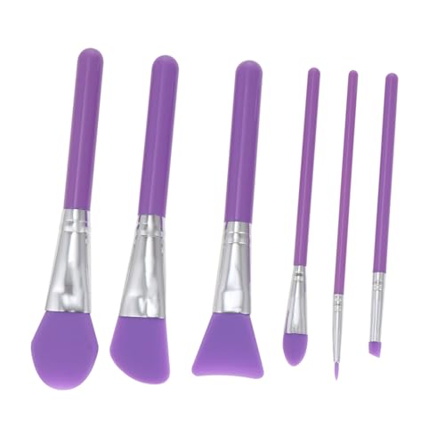 PENIKOKO 6 Stück Teiliges Silikon Make Up Pinsel mit Kunststoffgriff Weich und Formstabil für Flüssige Lidschatten Gesichtsmaske Sonnenschutz Geeignet für Professionelle und Private von PENIKOKO