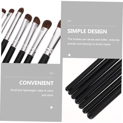 PENIKOKO 7 Stück Teiliges Augen make up pinselset mit Schwarzen Griffen und Silbernen Metallhülsen Weiche Hochwertige Pferdehaare Sanft zur Haut für Präzises Auftragen von Lidschatten bei von PENIKOKO