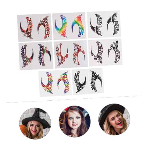 PENIKOKO 8 Paare Temporäre Augen make up Tattoos Augenbrauen und Lidschatten Aufkleber Hautfreundlich Einfach zu Entfernen Geeignet für Halloween Cosplay Festivals und Partys von PENIKOKO