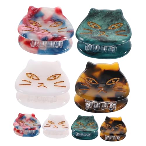 PENIKOKO 8 Stck Teiliges Kleine Süße Katzen haarspangen aus Leichtem Acetat Dekorative Haarklammern für Frauen und Mädchen Rutschfeste Stabile Haarklammern in Grün Leopardenmuster Rot von PENIKOKO