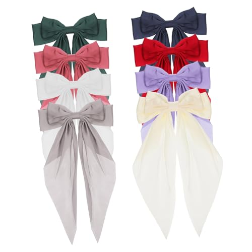 PENIKOKO 8 Stück Schleifen Haarnadel Rotes Haar Accessoire Polyester Mädchen Haar Accessoires Damen Band Haarspange Buntes Ripsband Große Haarschleife Haarspange Schleife von PENIKOKO