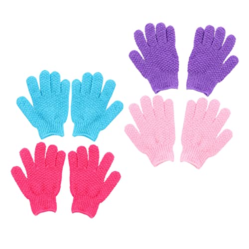 PENIKOKO 8 Stück Teiliges Peeling Handschuh aus Strapazierfähigem Fünf Finger Duschhandschuhe für Damen und Herren Effektive Körperpeeling Praktische Badehandschuhe für Zufällige Farbe von PENIKOKO