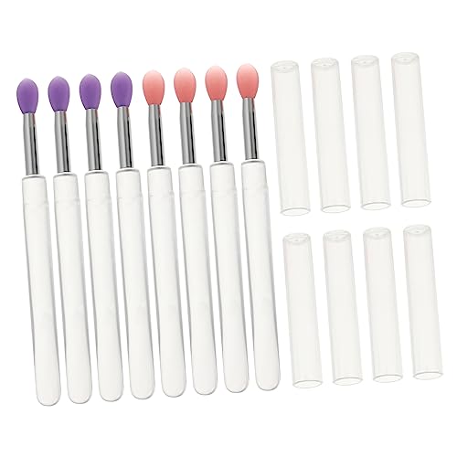 PENIKOKO 8 Stück Teiliges Silikon Lippenmasken Applikatoren Lidschatten Pinsel mit Deckel für Präzise Lippen und Augen Make Up Anwendungen Tragbar und Einfach zu Handhaben von PENIKOKO