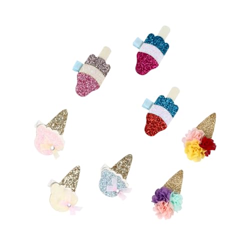 PENIKOKO 8 Stück Teiliges Sparkly Haarklammern Eiscremeform Glitzer Haarspangen für Mädchen Party Hochzeitsfest Fotografie Haarschmuck Bunte Farben Niedlich von PENIKOKO