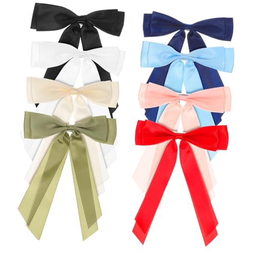 PENIKOKO 8stücke Haarspangen Mit Schleife Krokodilklemmen Polyester Weich Sicherer Halt Modisches Design Haarschmuck Für Mädchen Und Frauen Lang Accessoire Haarspange Teenager von PENIKOKO