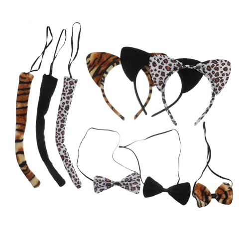 PENIKOKO 9 Stück Tierohren Haarreif mit Schleife und Teiliges Cosplay Kostüm Zubehör in Tigerfarbener Leopardenmuster Leichtes Langlebiges Material für Party und Fasching PENIKOKO 9 Stück Tierohren Haarreif mit Schleife und Teiliges Cosplay Kostüm Zubehör in Tigerfarbener Leopardenmuster Leichtes Langlebiges Material für Party und Fasching von PENIKOKO