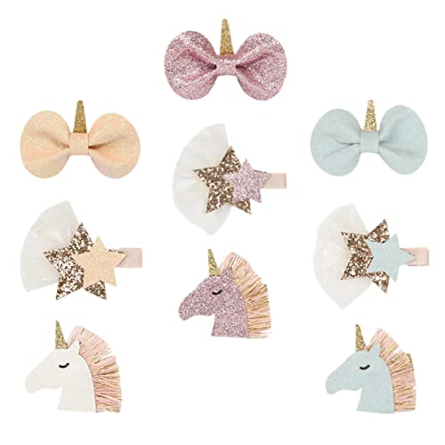 PENIKOKO 9stücke Haarspangen Für Mädchen Einhorn Schmuck Junge Mädchen Haare Clip Party Kopfschmuck Glitzer Haarreifen Dekoration Foto Requisiten von PENIKOKO