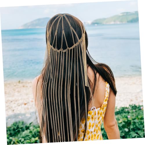 PENIKOKO Ägyptische Kopfkette mit Langem Quasten Haarschmuck aus Goldfarbenem Legierungs Material Leichter und Stilvoller Haarschmuck für Frauen Geeignet für Braut Party Kostüm und Alltag von PENIKOKO