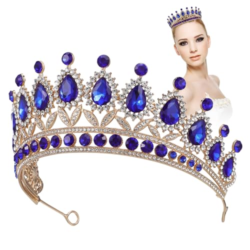 PENIKOKO Barock Braut Tiara mit Strasssteinen Flexible Leichte Haarspange für Damen Hochzeit Abschlussball Bunte Blautöne Langlebiges Zinklegierung Design PENIKOKO Barock Braut Tiara mit Strasssteinen Flexible Leichte Haarspange für Damen Hochzeit Abschlussball Bunte Blautöne Langlebiges Zinklegierung Design von PENIKOKO