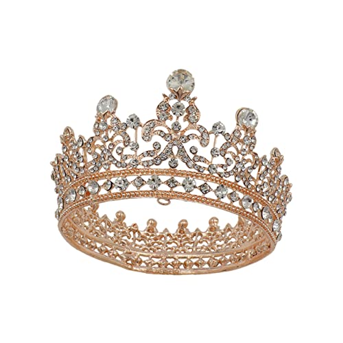 PENIKOKO Barock Damen Tiara mit Funkelnden Strasssteinen Leichter Legierungs Haarschmuck Runde Kristallkrone für Hochzeit Deko Braut Kopfbedeckung Vintage Prinzessinnen Diadem von PENIKOKO