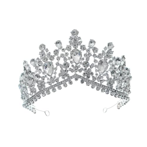 PENIKOKO Barock Vintage Strass Perlen Tiara Silber Damen Krone Hochzeits Haarschmuck Braut Accessoire Elegant Langlebig Leicht für Hochzeit Verlobung Party Bühnenauftritt von PENIKOKO