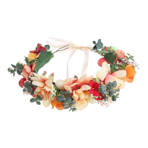PENIKOKO Blumenkranz Stirnband Verstellbar Floral Haarschmuck Boho Stil Hochzeit Braut Party Damen Kopfband Elegant für Fest Hochzeitsfeier Deko von PENIKOKO