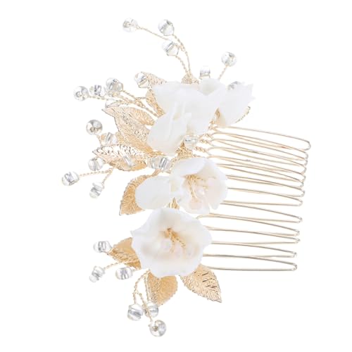 PENIKOKO Braut Haar Accessoire Kamm mit Keramikblume und Perlen Stabiler Haarkamm für Frauen Eleganter Hochzeitskopfschmuck mit Blättern Langlebiges Legierungsdesign Festlicher Schmuck für PENIKOKO Braut Haar Accessoire Kamm mit Keramikblume und Perlen Stabiler Haarkamm für Frauen Eleganter Hochzeitskopfschmuck mit Blättern Langlebiges Legierungsdesign Festlicher Schmuck für von PENIKOKO