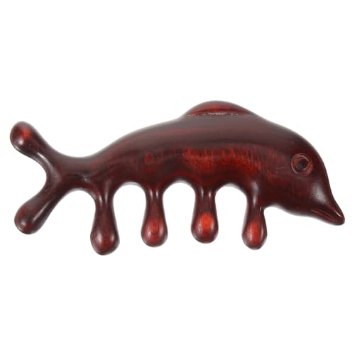 PENIKOKO Breiter Holzzahn Massagekamm aus Robustem Holz mit Delfin Design Tragbarer Entwirrkamm für Lockiges Haar Schonende Kopfmassage für Männer und Frauen Langlebiger Praktischer Holz von PENIKOKO