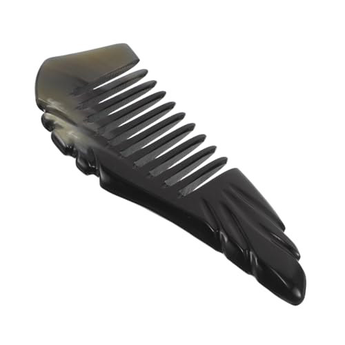 PENIKOKO Breiter Hornkamm aus Natürlichem Rinderhorn Breitzinkiger Entwirrkamm für Frauen Frizz-reduzierend Statikfrei mit Kopfhautmassage Geeignet für Lockiges und Dickes Haarpflegezubehör von PENIKOKO