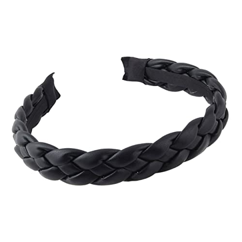 PENIKOKO Breites PU Leder Haarband Damen Geflochten Vintage Stil Originelles Stirnband Haaraccessoire für Festliche Partys Familienfeiern Komfortables und Modisches Haarschmuck von PENIKOKO