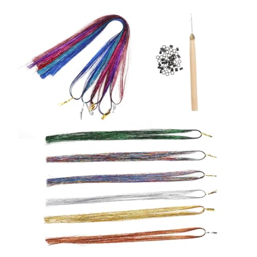PENIKOKO Buntes Haarverlängerungs mit Farbigen Tinsel Strähnen Lang samt Häkelnadel und Silikon Ringen für Mädchen und Junge Damen zum Flechten und Styling PENIKOKO Buntes Haarverlängerungs mit Farbigen Tinsel Strähnen Lang samt Häkelnadel und Silikon Ringen für Mädchen und Junge Damen zum Flechten und Styling von PENIKOKO