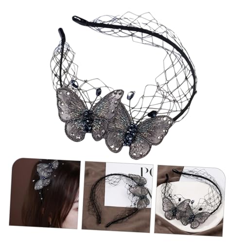 PENIKOKO Butterfly Haarreif aus Mesh garn mit Strassbesatz Dekoratives Damen Stirnband Eleganter Leichter Haarschmuck für Alltag Party und Besondere Anlässe von PENIKOKO