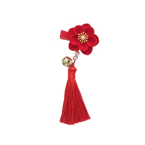 PENIKOKO Chinesische Haarklammer mit Quaste für Mädchen Teiliges Traditioneller Stil Leicht zu Befestigen Eleganter Haarschmuck Passend zu Hanfu und Alltag Rot von PENIKOKO