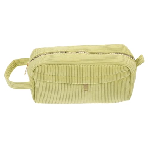 PENIKOKO Corduroy Schminktasche mit Reißverschluss Handliche Kosmetiktasche mit Traggriff Reise Organizer für Make up und Hautpflege Vielseitige Stofftasche für Damen Unterwegs Grün von PENIKOKO