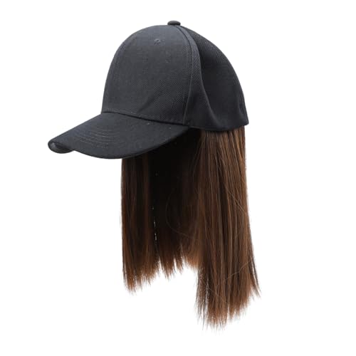 PENIKOKO Damen Kurz Gerade Perücke mit Hut Hochtemperaturfaser Natürliche Haarverlängerung Mütze Stylisch für Alltag Party Schule Reise von PENIKOKO