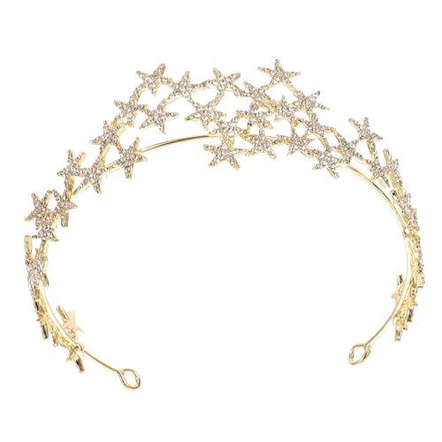PENIKOKO Delikate Braut Tiara Haarband mit Funkelndem Stern Strass Leichtes Goldenes Haarschmuck für Hochzeit Party und Festliche Anlässe Komfortabel und Langlebig Geeignet für Frauen und von PENIKOKO