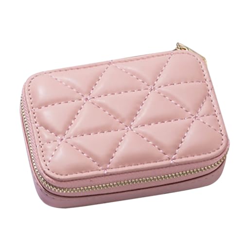 PENIKOKO Echtes Leder Kosmetiktasche Klein Rosa Robuste Aufbewahrungstasche für Lippenstift und Ohrhörer Praktische Handtasche für Damen Outdoor Stilvolles Multifunktionales Portemonnaie von PENIKOKO
