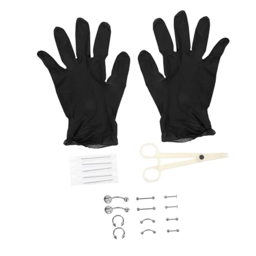 PENIKOKO Edelstahl Nasenpiercing Teilig mit Body Piercing Werkzeug Hypoallergen Leicht Geeignet für Ohr und Septumpiercing Modischer Körperschmuck für Damen und Herren von PENIKOKO