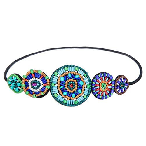 PENIKOKO Elastisches Damen Haarband mit Perlenbesatz Vintage Stirnband Weiches Farbiges Haarschmuck Accessoire für Hochzeit Party Festival und Alltag von PENIKOKO