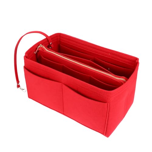 PENIKOKO Faltbare Multifunktionale Kosmetiktasche aus Filz Leicht Atmungsaktiv Großer Stauraum Tragbar für Reisen und Persönliche Pflege Roter Kulturbeutel für Damen und Herren von PENIKOKO