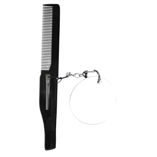 PENIKOKO Faltbarer Bartkamm mit Feinem Zahn und Schlüsselanhänger Kompakter Klappkamm mit Ovalem Spiegel Leichtes Taschen accessoire für Herren für Reisen und Unterwegs von PENIKOKO