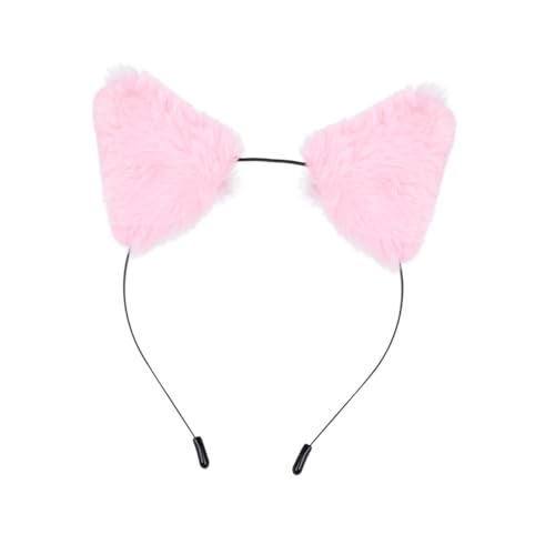 PENIKOKO Rosafarbenes Ohrhaarband Flauschiger Tierohr-haarreif Aus Metall Bequemes Stirnband Ohrkopfbedeckung Haarreif Für Party Und Kostüme von PENIKOKO