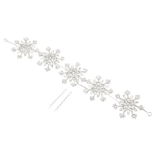 PENIKOKO Funkelndes Haarschmuck Stirnband mit Schneeflocken und Strasssteinen Leichtes Braut Haarband für Party Weihnachten und Festliche Anlässe Eleganter Kopfschmuck für Frauen und von PENIKOKO