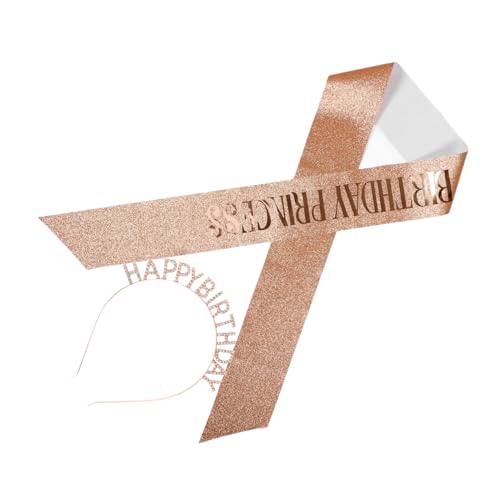 PENIKOKO Geburtstags schärpe und Verstellbares Tiara Frauen Glitzernde Prinzessin Kopfbedeckung mit Strass Vielseitiges Partyzubehör für Geburtstagsfeier und Dress up in Roségold PENIKOKO Geburtstags schärpe und Verstellbares Tiara Frauen Glitzernde Prinzessin Kopfbedeckung mit Strass Vielseitiges Partyzubehör für Geburtstagsfeier und Dress up in Roségold von PENIKOKO
