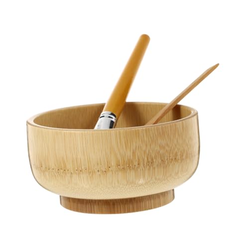 PENIKOKO Gesichtsmaske Schüssel Set Teilig Bambus DIY Rührschüssel Spatel Pinsel Wiederverwendbar Ergonomisch Glatt Hautfreundlich für Gesichtspflege und Maskenherstellung von PENIKOKO