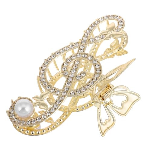 PENIKOKO Große Haarklammer für Dickes Haar mit Musiknoten und Perlen Rutschfeste Haarklammer mit Funkelnden Strasssteinen Eleganter Haarclip für Frauen und Mädchen Vielseitiger Haarschmuck von PENIKOKO