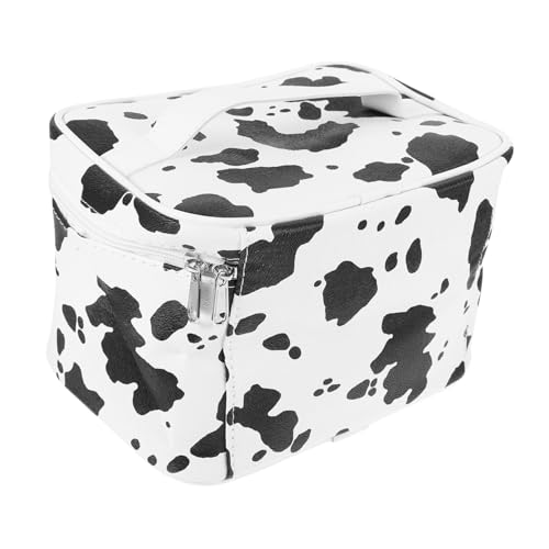 PENIKOKO Große wasserdichte Kosmetiktasche mit Kuhmuster Handtragbar Vielseitige Kulturtasche für Damen Geräumiger Kulturbeutel zum Reisen Praktische Waschtasche mit Breitem Griff von PENIKOKO